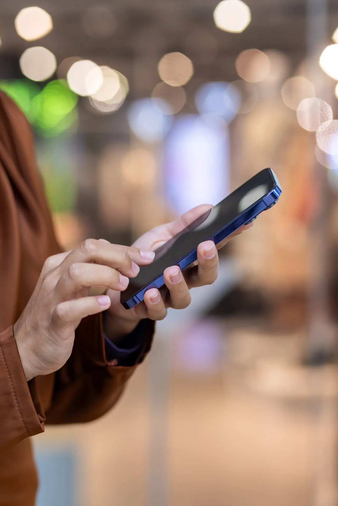 Closeup of a person using a cellphone